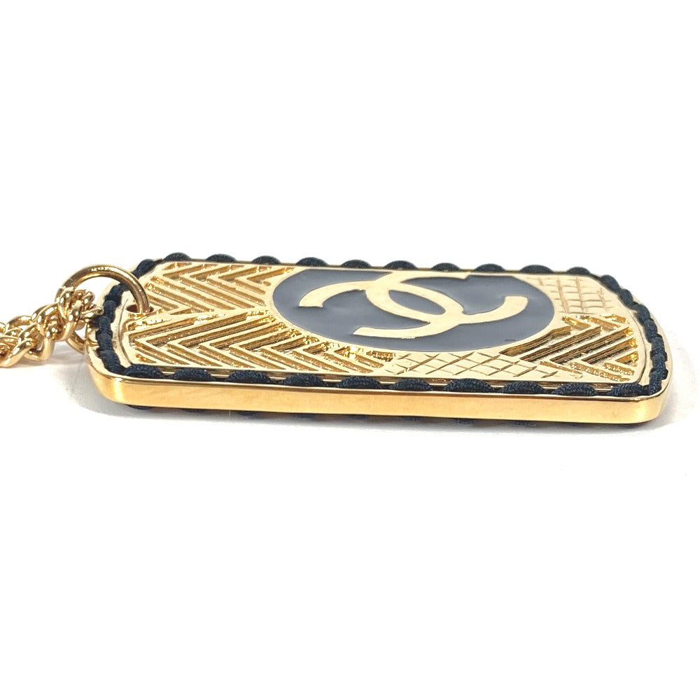 Chanel Necklace Gold Plated Gold B24C Coco Mark Cc Dog Tag Women