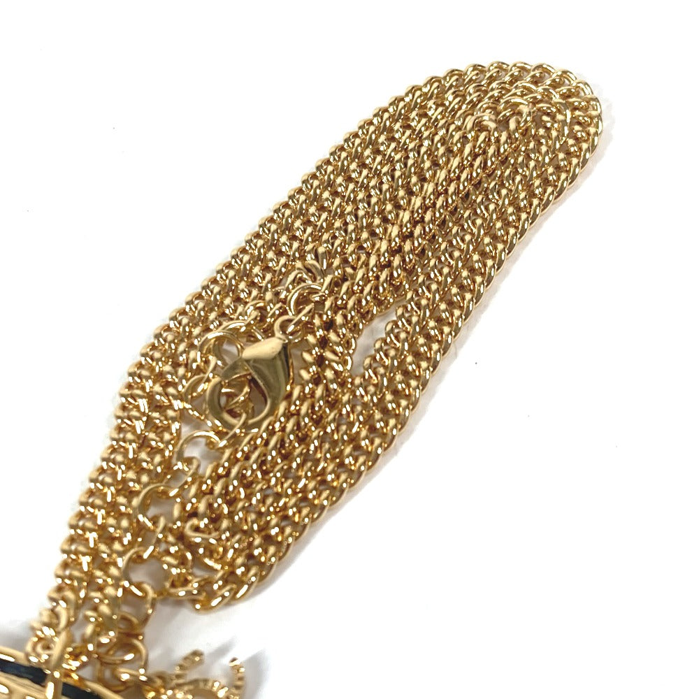 Chanel Necklace Gold Plated Gold B24C Coco Mark Cc Dog Tag Women