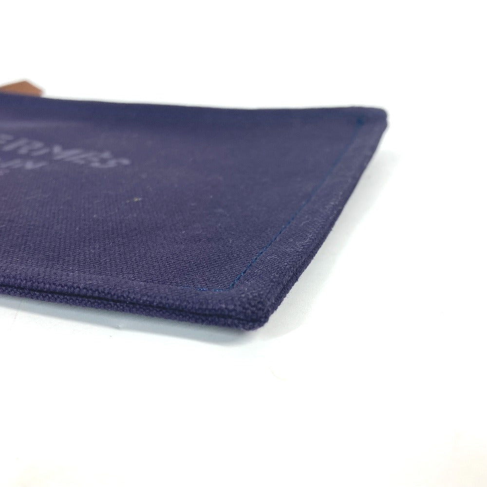 Hermes Pouch Cotton Navy Logo Flat Yachting Pm Unisex(Unisex)