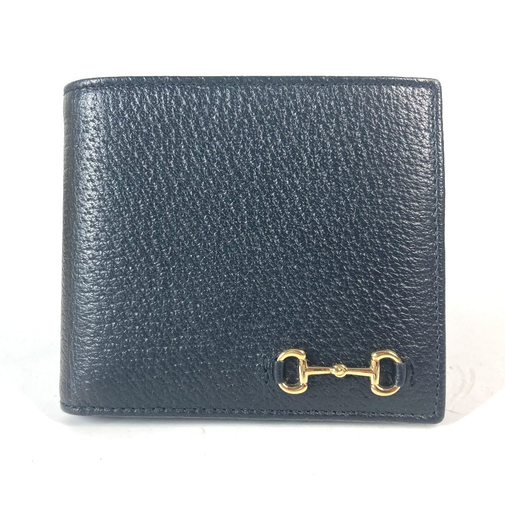 Gucci Folded Wallet 700464 Leather Black Mini Wallet Horsebit Mens