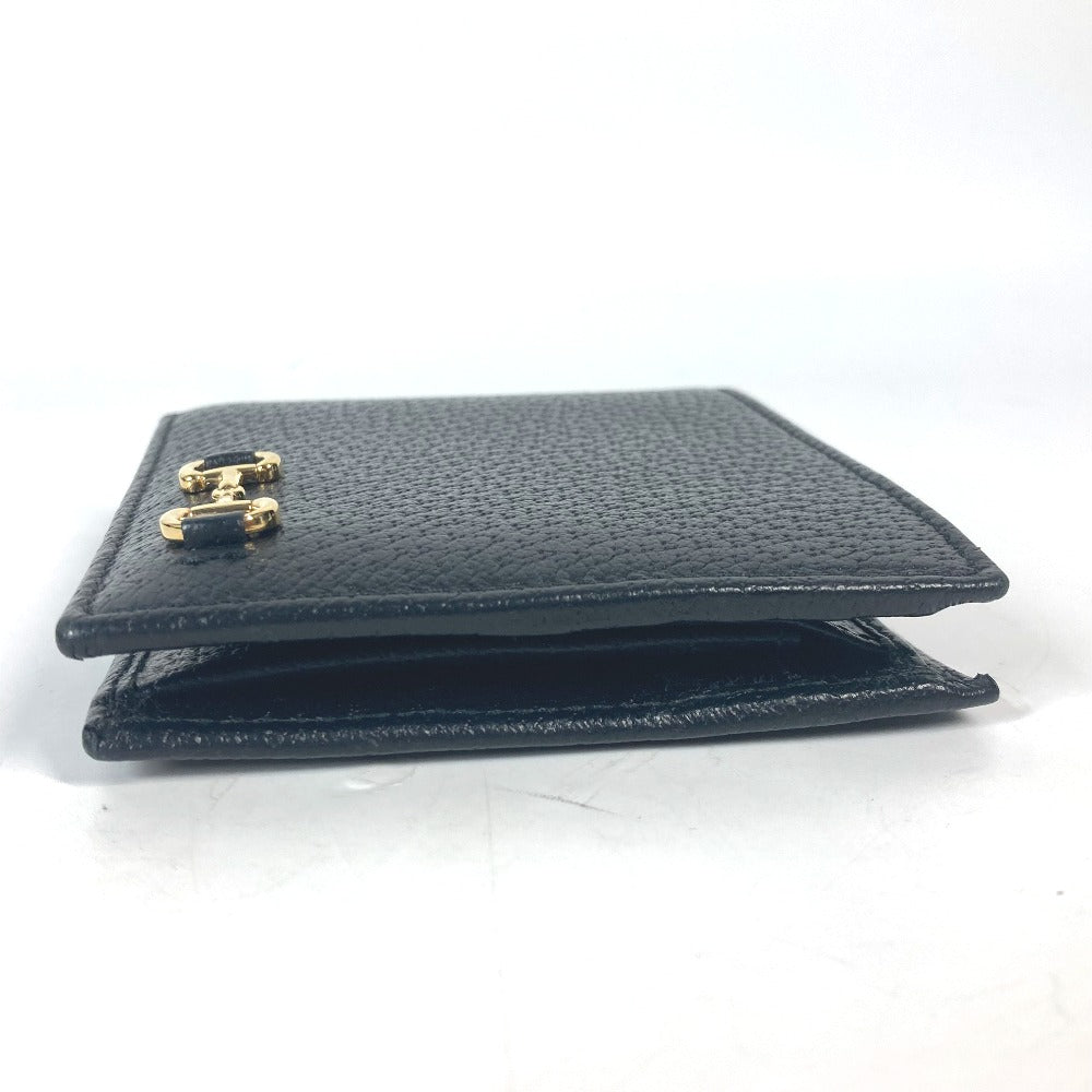 Gucci Folded Wallet 700464 Leather Black Mini Wallet Horsebit Mens