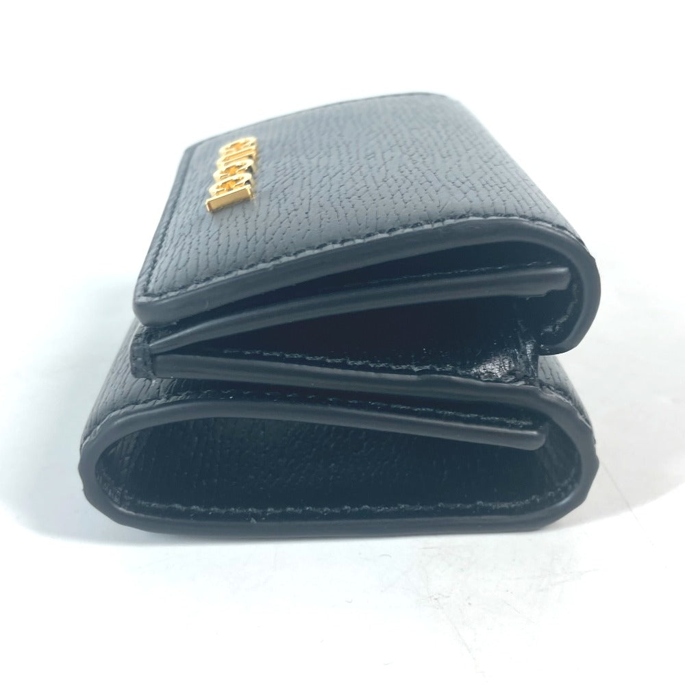 Gucci Trifold Wallet 790100 Leather Black Logo Script Wallet Women