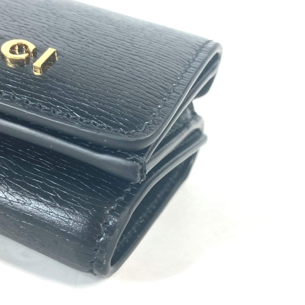 Gucci Trifold Wallet 790100 Leather Black Logo Script Wallet Women