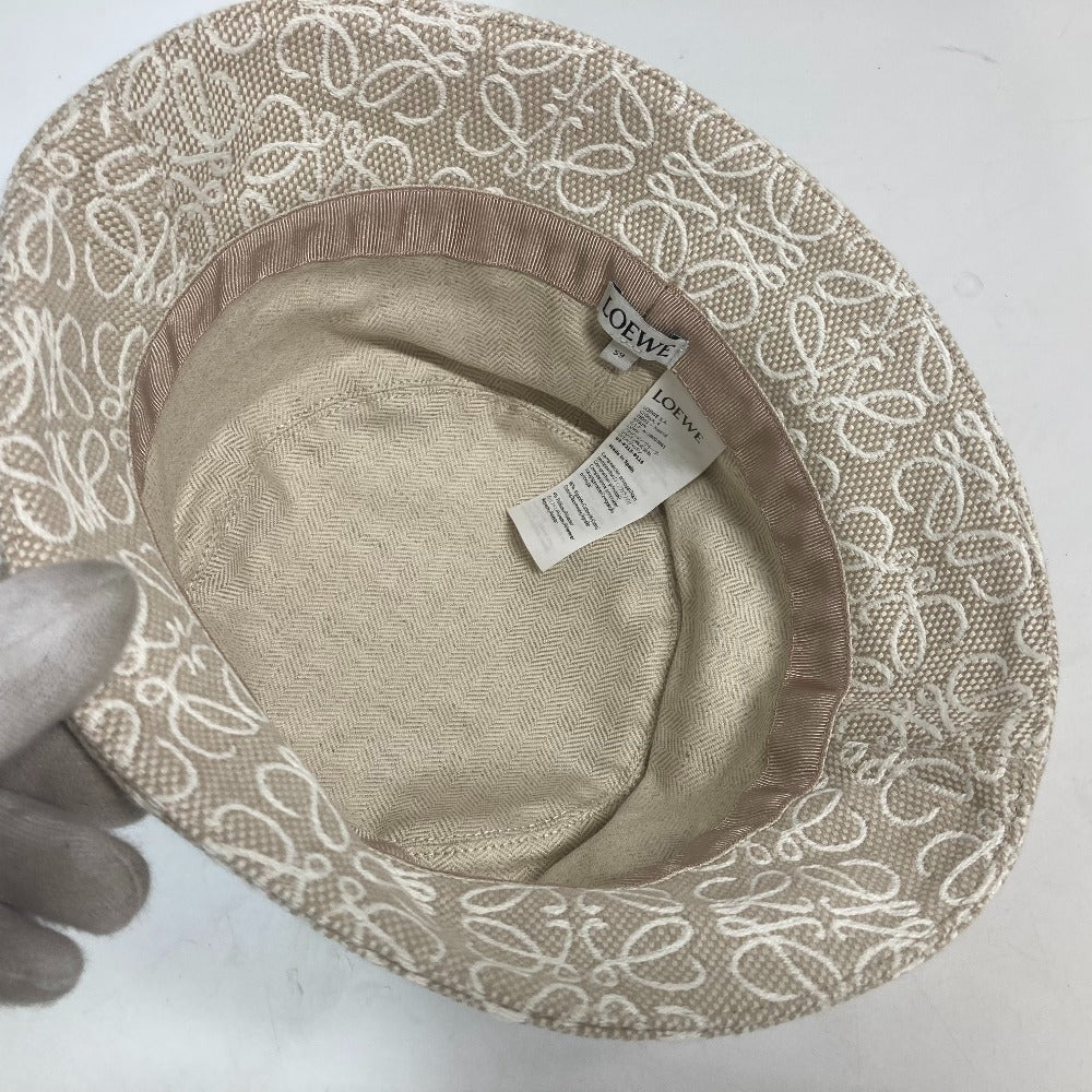 Loewe Hat K820Hb1X41 Cotton, Leather Beige Type Anagram Jacquard Logo Unisex(Unisex) 59