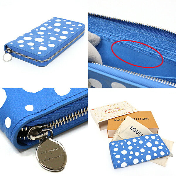 Louis Vuitton Long Wallet Purse M81954 Monogram Unplant Leather Blue White Long Wallet Purse Yayoi