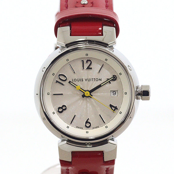 Louis Vuitton Watches Quartz Q121K Stainless Steel , Leather Silver Tambour White Dial Quartz White