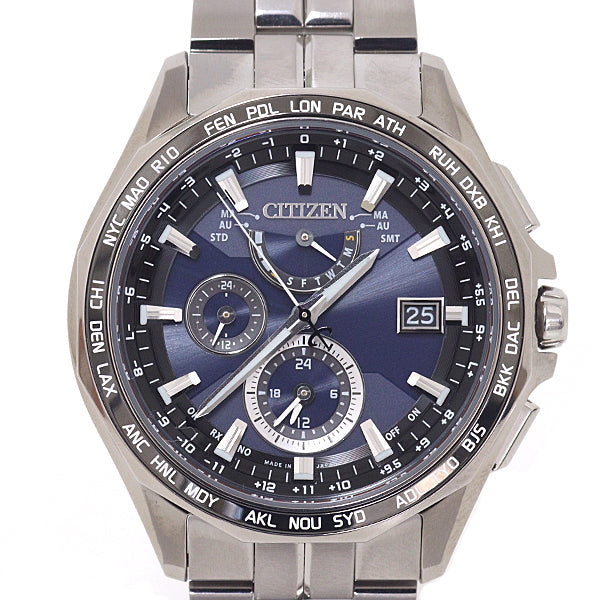 Citizen Watches Solar Powered Radio Watch H820-T023096 Stainless Steel Mens Watches Eco Drive Navy