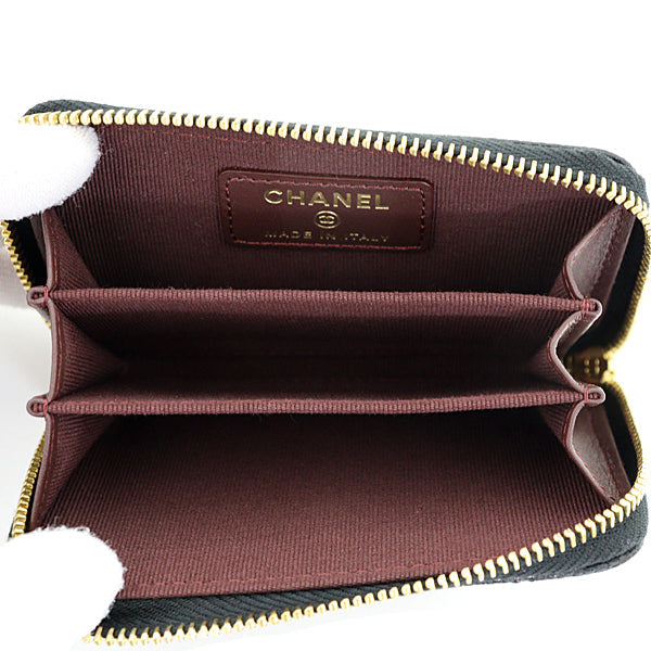 Chanel Coin Case Ap0216 Calfskin, Caviar Skin Black Wallet Classic Zip Coin Purse Women
