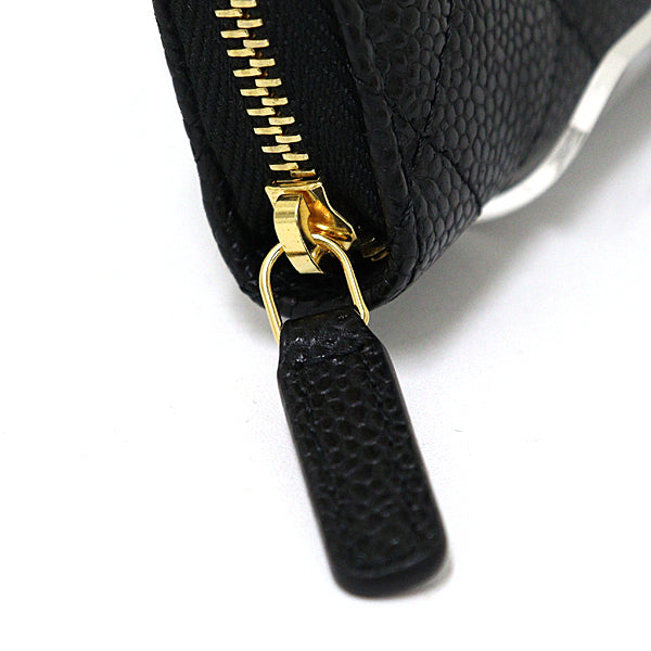 Chanel Coin Case Ap0216 Calfskin, Caviar Skin Black Wallet Classic Zip Coin Purse Women