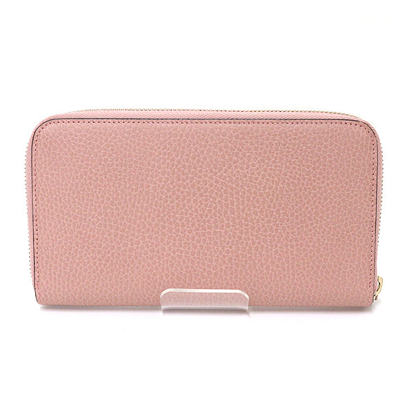 Gucci Long Wallet Purse 449347 Leather Pink Interlocking G Zip Around Wallet Women