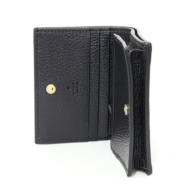 Gucci Bifold Wallet 658610 Gg Supreme Canvas Beige & Ebony Double G Mini Wallet With Coin And Bill