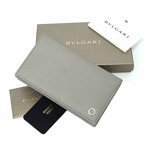 Bvlgari Long Wallet Purse 294128 Leather Gray Bvlgari Bvlgari Man Bifold Wallet Long Wallet Mens