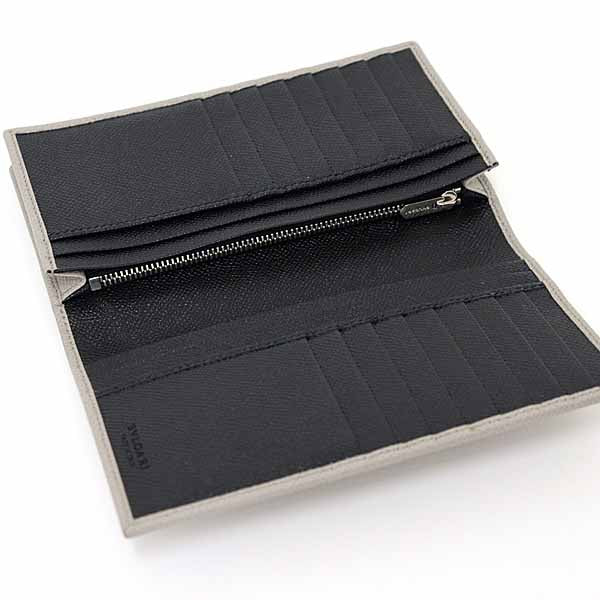 Bvlgari Long Wallet Purse 294128 Leather Gray Bvlgari Bvlgari Man Bifold Wallet Long Wallet Mens