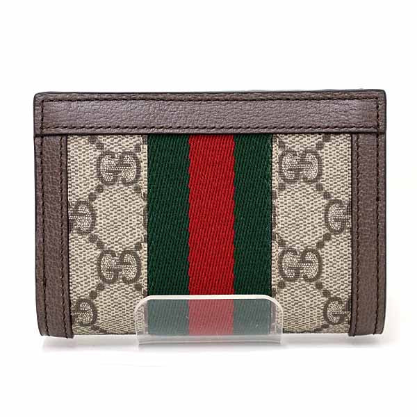Gucci Bifold Wallet 813296 Gg Supreme Canvas, Leather Beige Ophidia Small Wallet Women