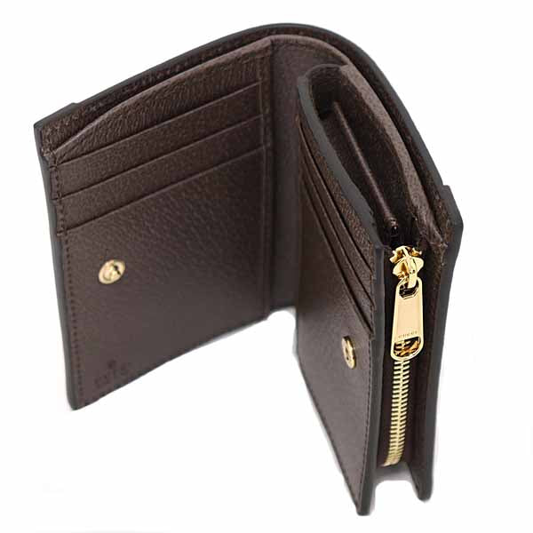 Gucci Bifold Wallet 813296 Gg Supreme Canvas, Leather Beige Ophidia Small Wallet Women