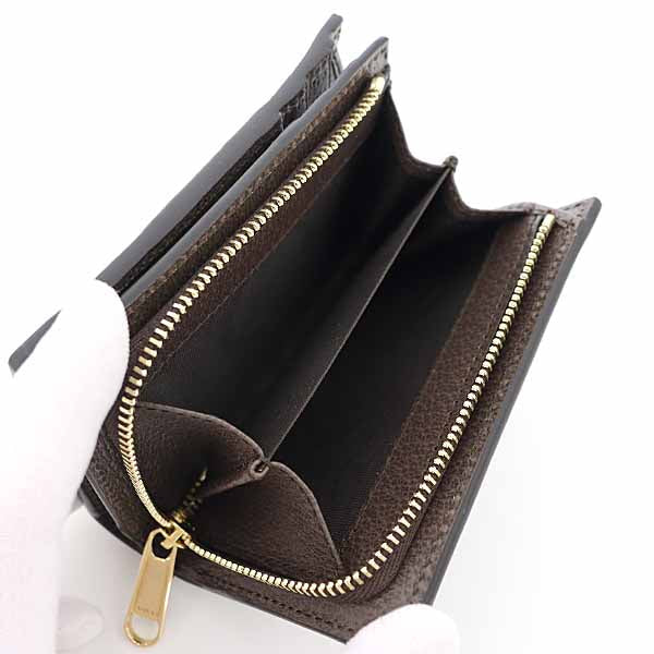 Gucci Bifold Wallet 813296 Gg Supreme Canvas, Leather Beige Ophidia Small Wallet Women