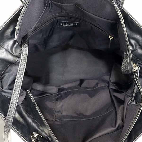Chanel Tote Bag A34210 Coated Canvas Black Paris Biarritz Gm