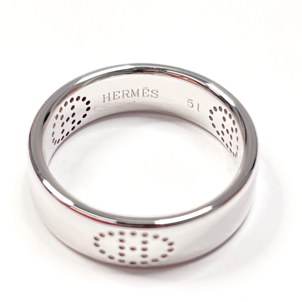 Hermes Ring K18 White Gold Silver Eclipse Luban