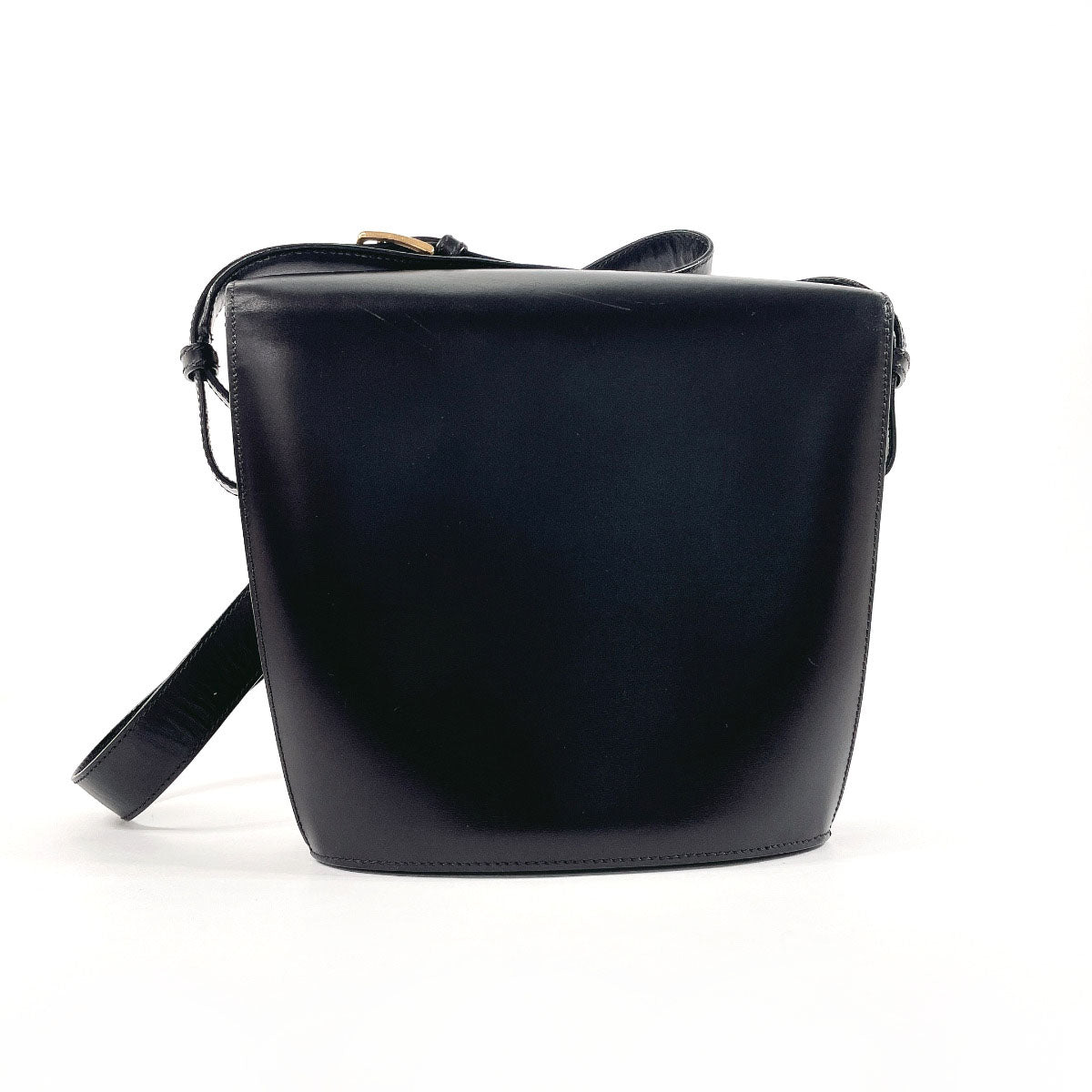 Celine Shoulder Bag Leather Black Vintage Circle Logo