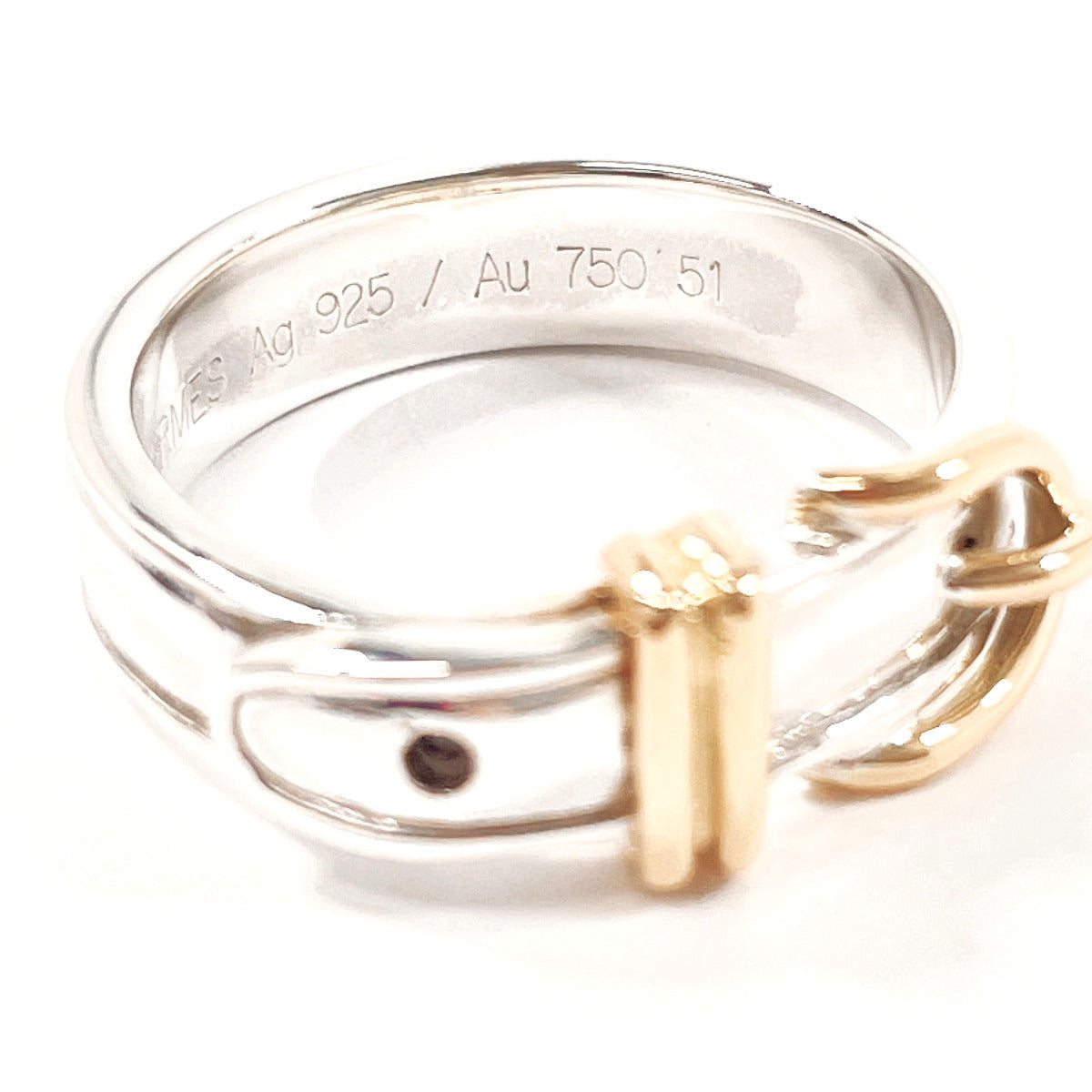 Hermes Ring Silver925, K18 Yellow Gold Silver Santur Ring 51