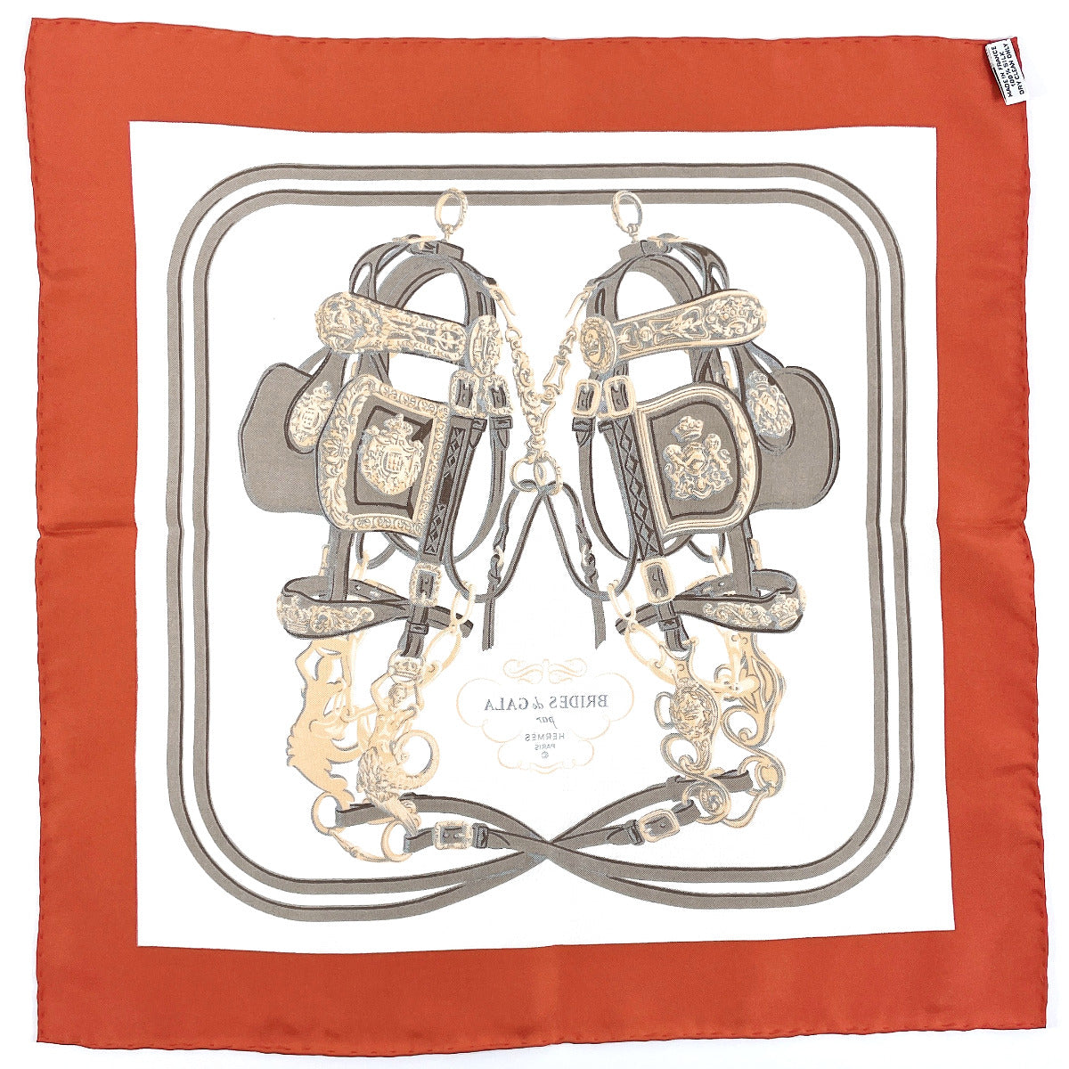 Hermes Scarf 100% Silk Brown Brides De Gara Carre 45 Women