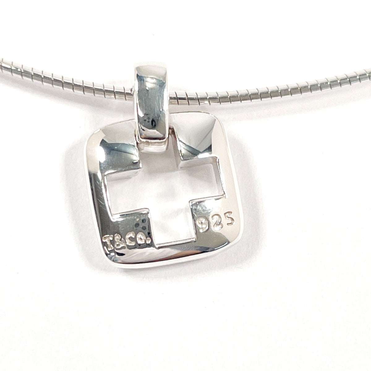 Tiffany&Co. Necklace Silver925 Silver Open Cross Square Piast Cross