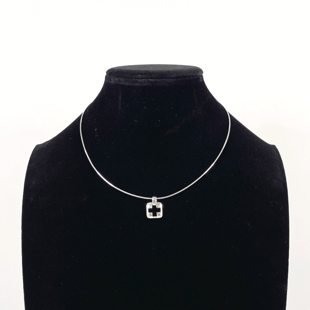 Tiffany&Co. Necklace Silver925 Silver Open Cross Square Piast Cross