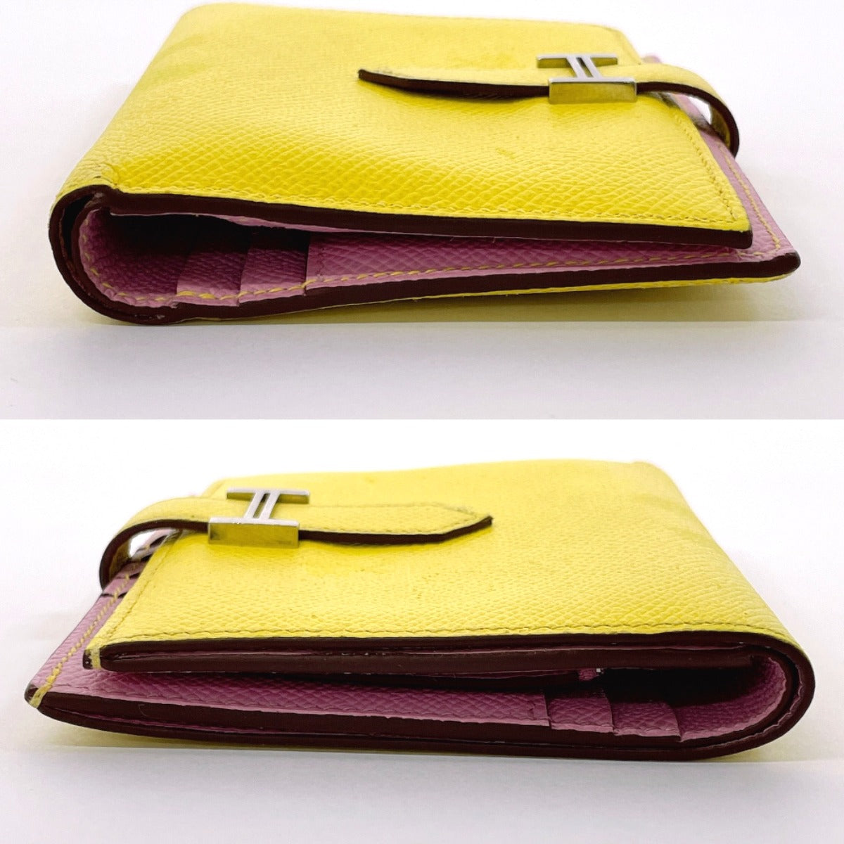Hermes Bifold Wallet Epsom Yellow Verso Bean Compact Women