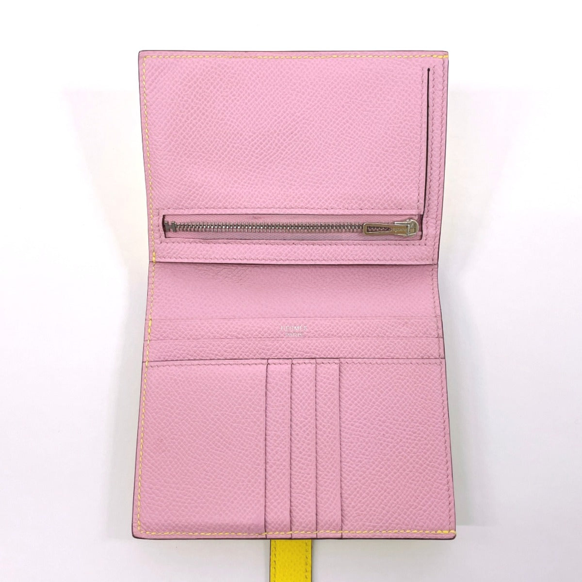 Hermes Bifold Wallet Epsom Yellow Verso Bean Compact Women