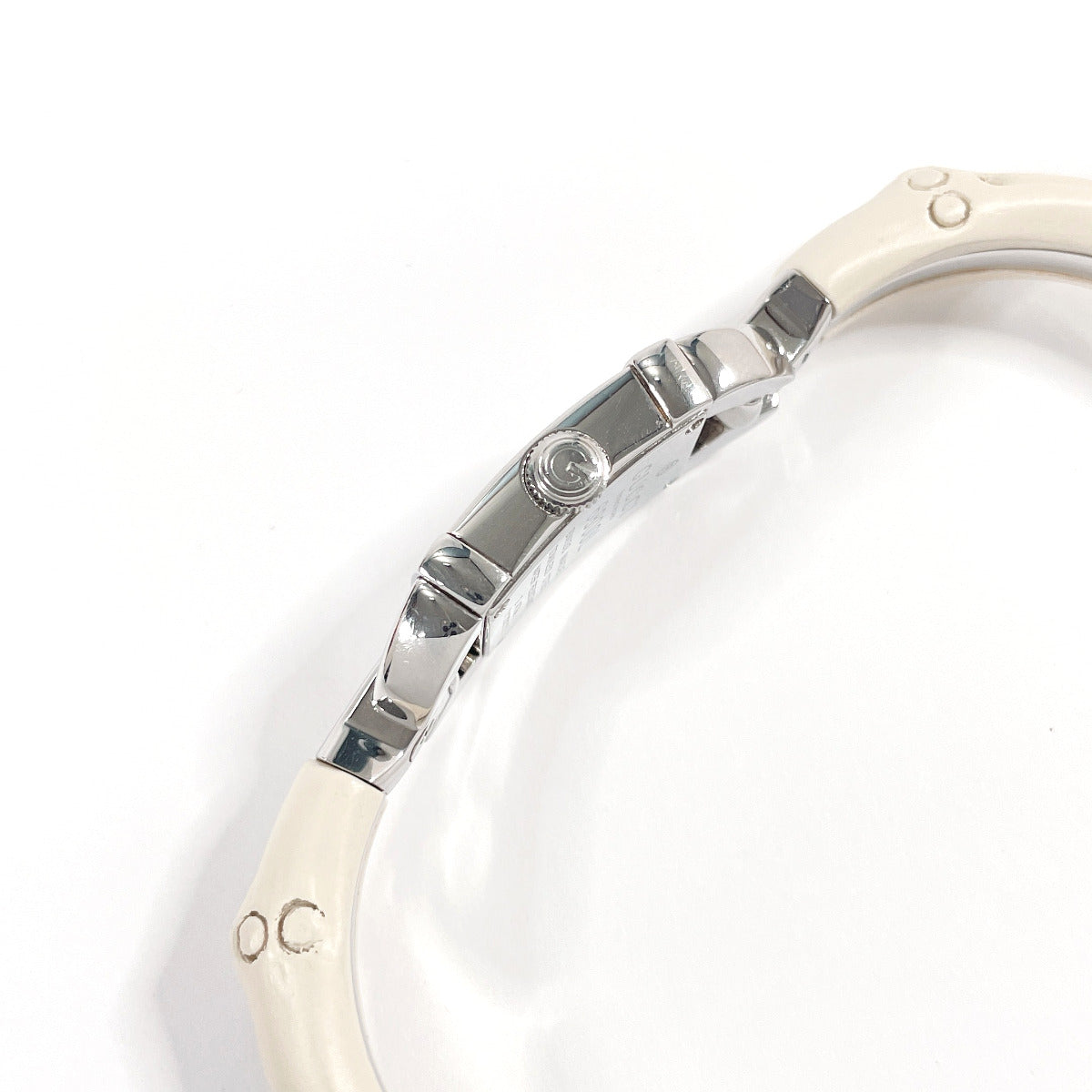 Gucci Watches Quartz 6800L Stainless Steel Silver Bamboo Bangle Watch White Dial Women