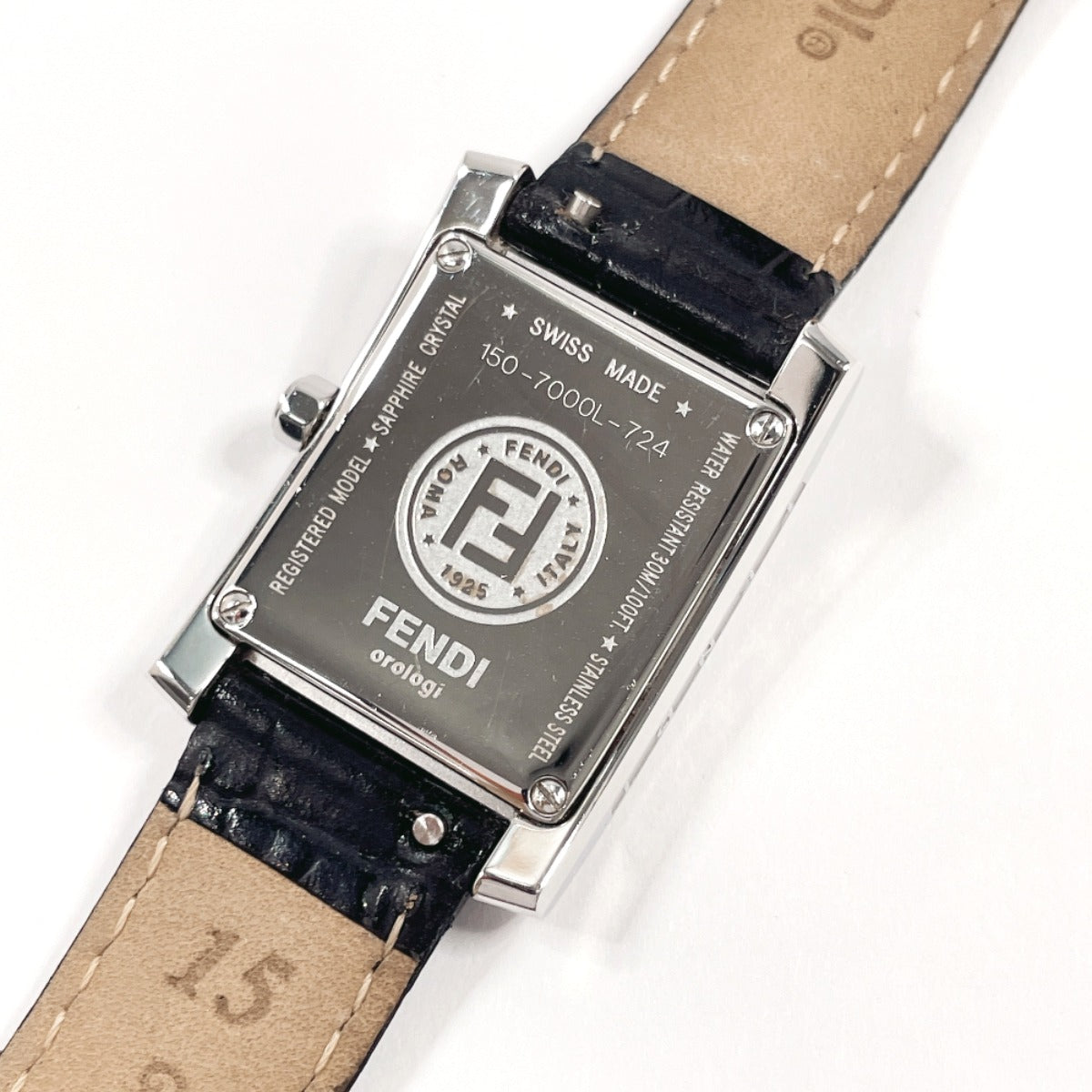 Fendi Watches Quartz 150-7000L-724 Stainless Steel , Leather Silver Classico Black Dial