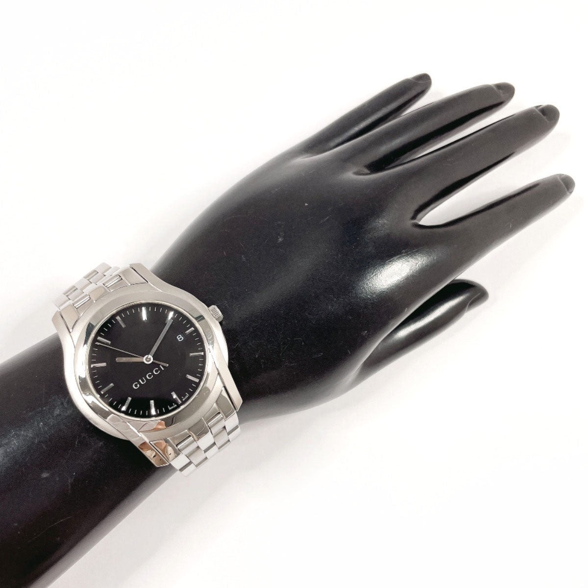 Gucci Watches Quartz 5500Xl Stainless Steel Silver G Class Black Dial Mens