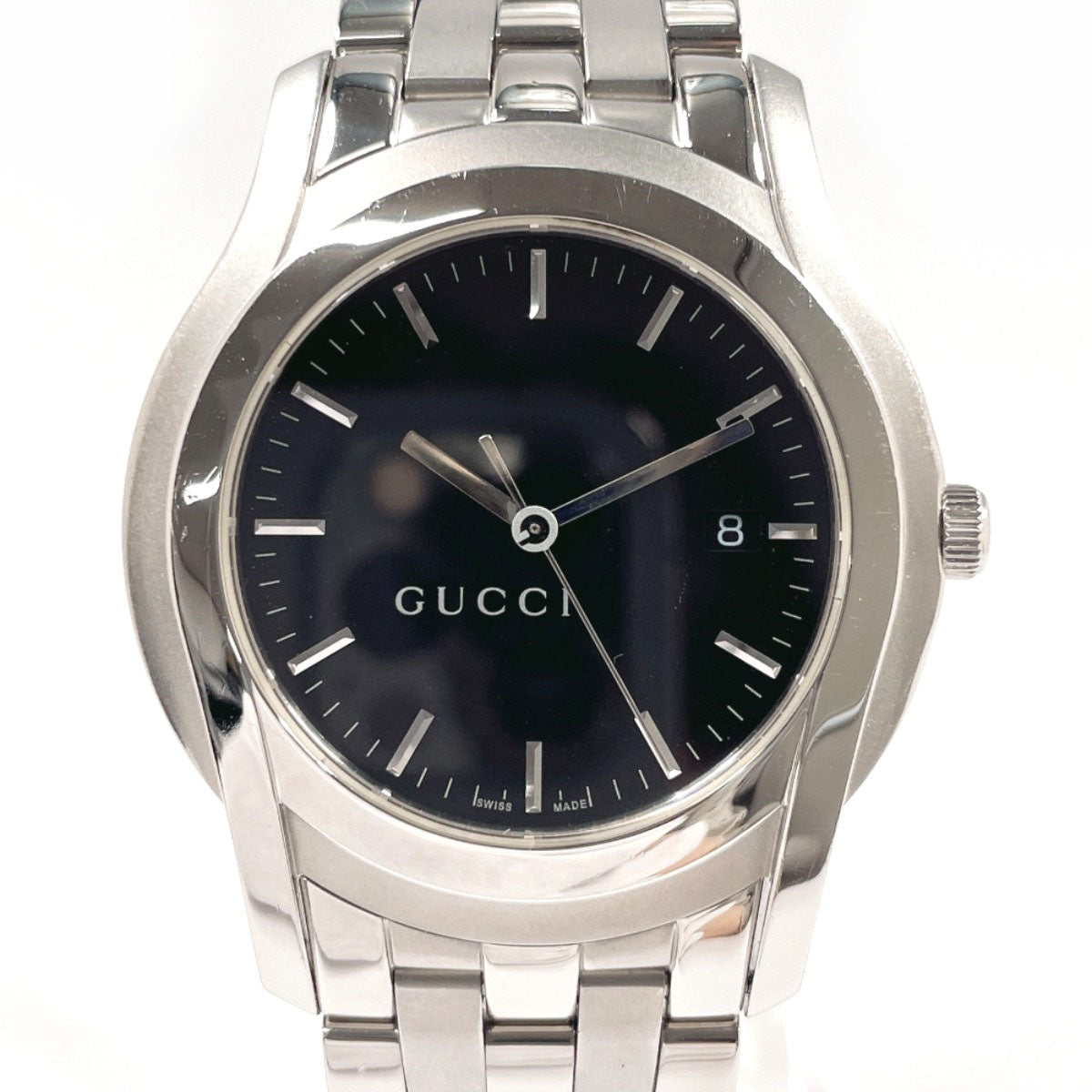 Gucci Watches Quartz 5500Xl Stainless Steel Silver G Class Black Dial Mens