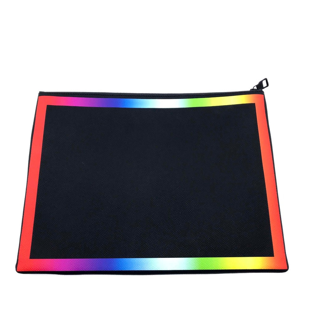 Louis Vuitton Clutch Bag M30347 Taiga Leather Noir X Rainbow Taiga Pochette A4 Chain Mens