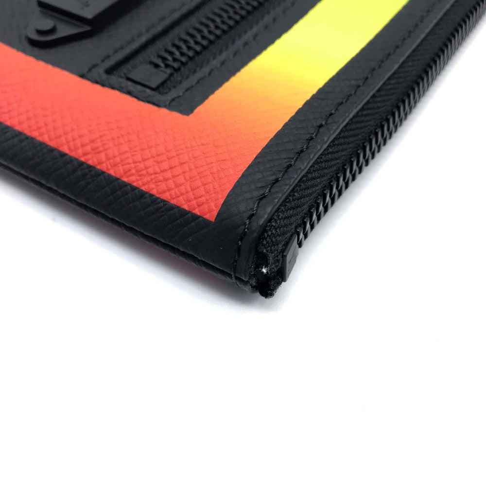 Louis Vuitton Clutch Bag M30347 Taiga Leather Noir X Rainbow Taiga Pochette A4 Chain Mens