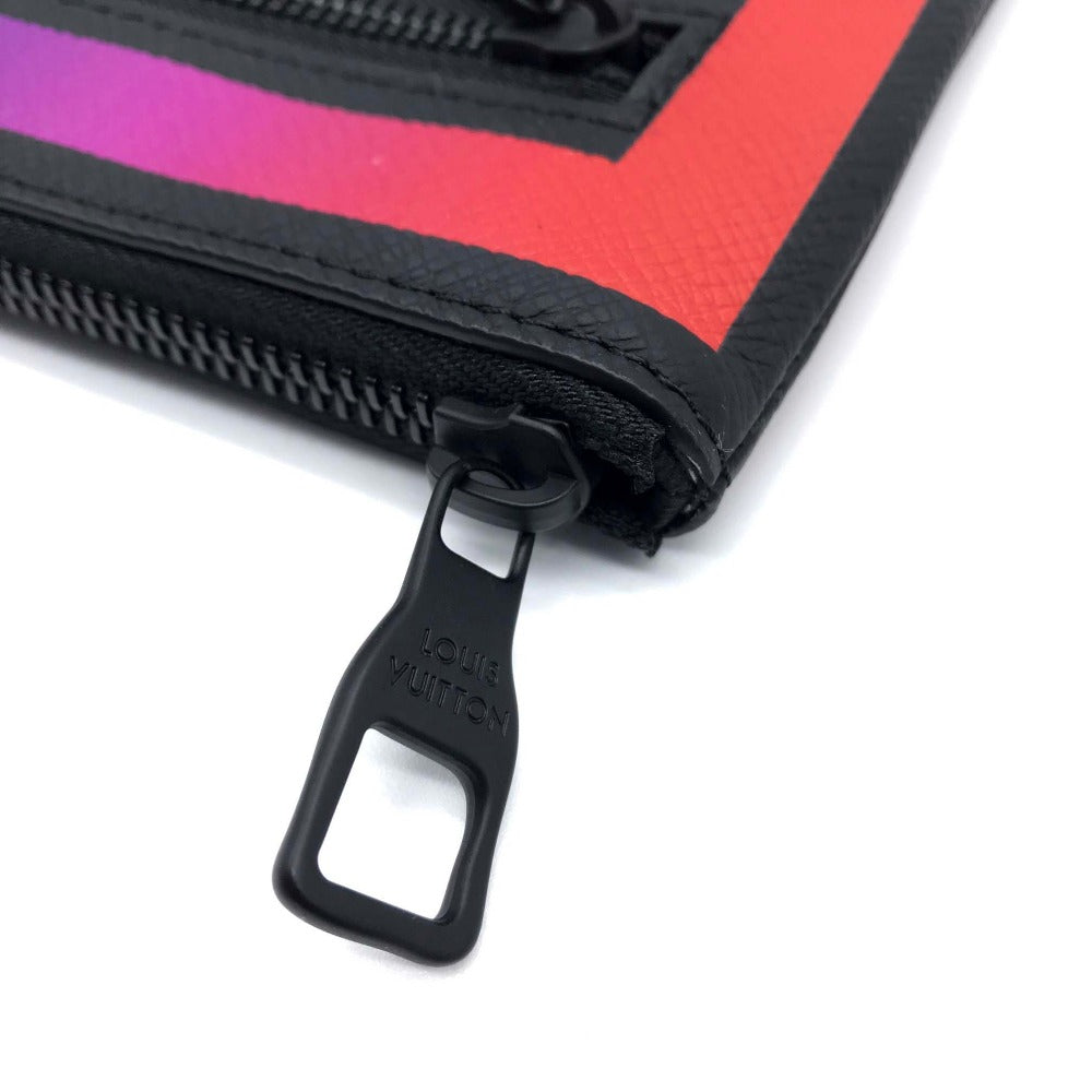 Louis Vuitton Clutch Bag M30347 Taiga Leather Noir X Rainbow Taiga Pochette A4 Chain Mens