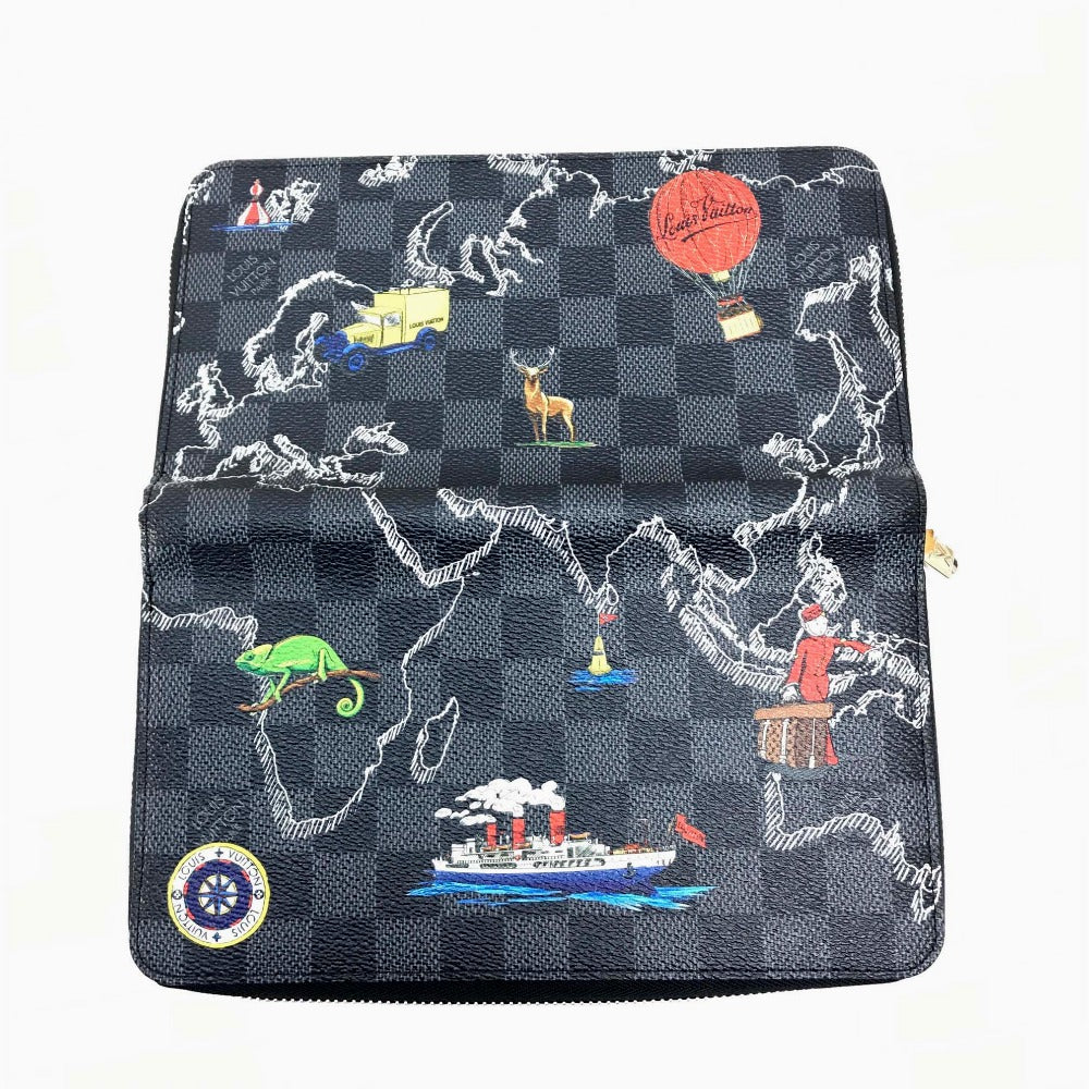 Louis Vuitton Long Wallet Purse N40204 Damier Grafitto Canvas Black Damier Grafitte Zippy Organizer