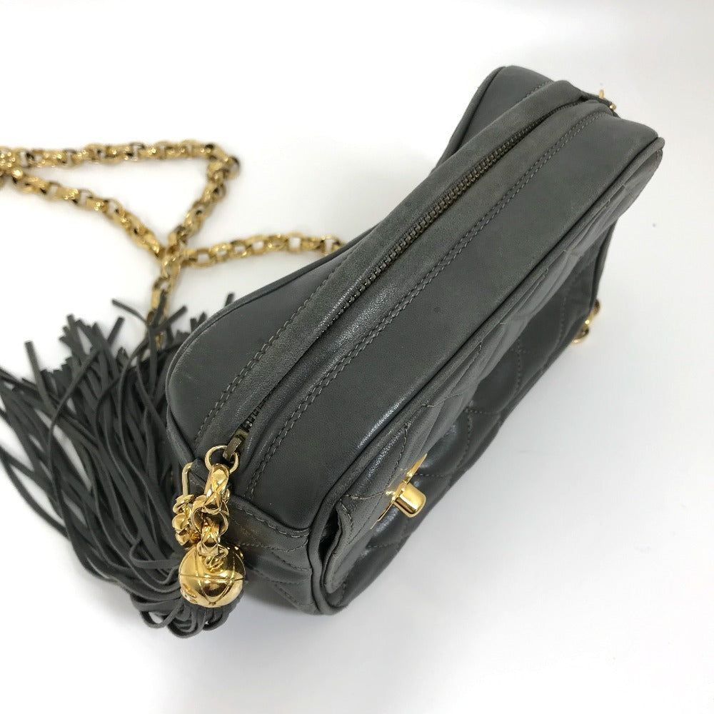Chanel Shoulder Bag Lambskin Gray Type Cc Coco Mark Matrasse Fringe Women