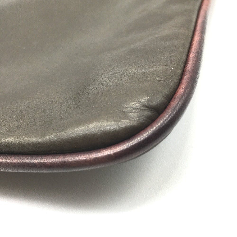 Berluti Clutch Bag Leather Brown Type Calligraphy Inside Mens