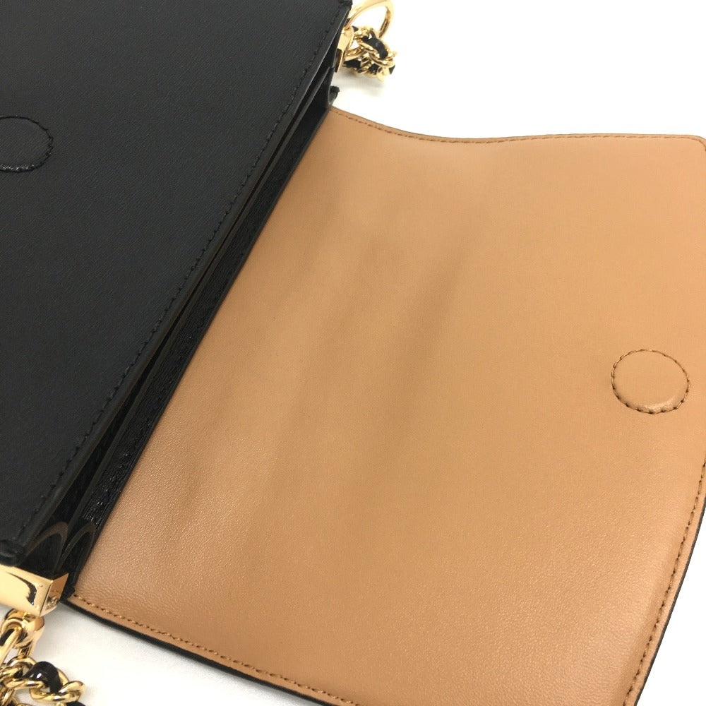 Tory Burch Shoulder Bag Leather Black Logo Chain