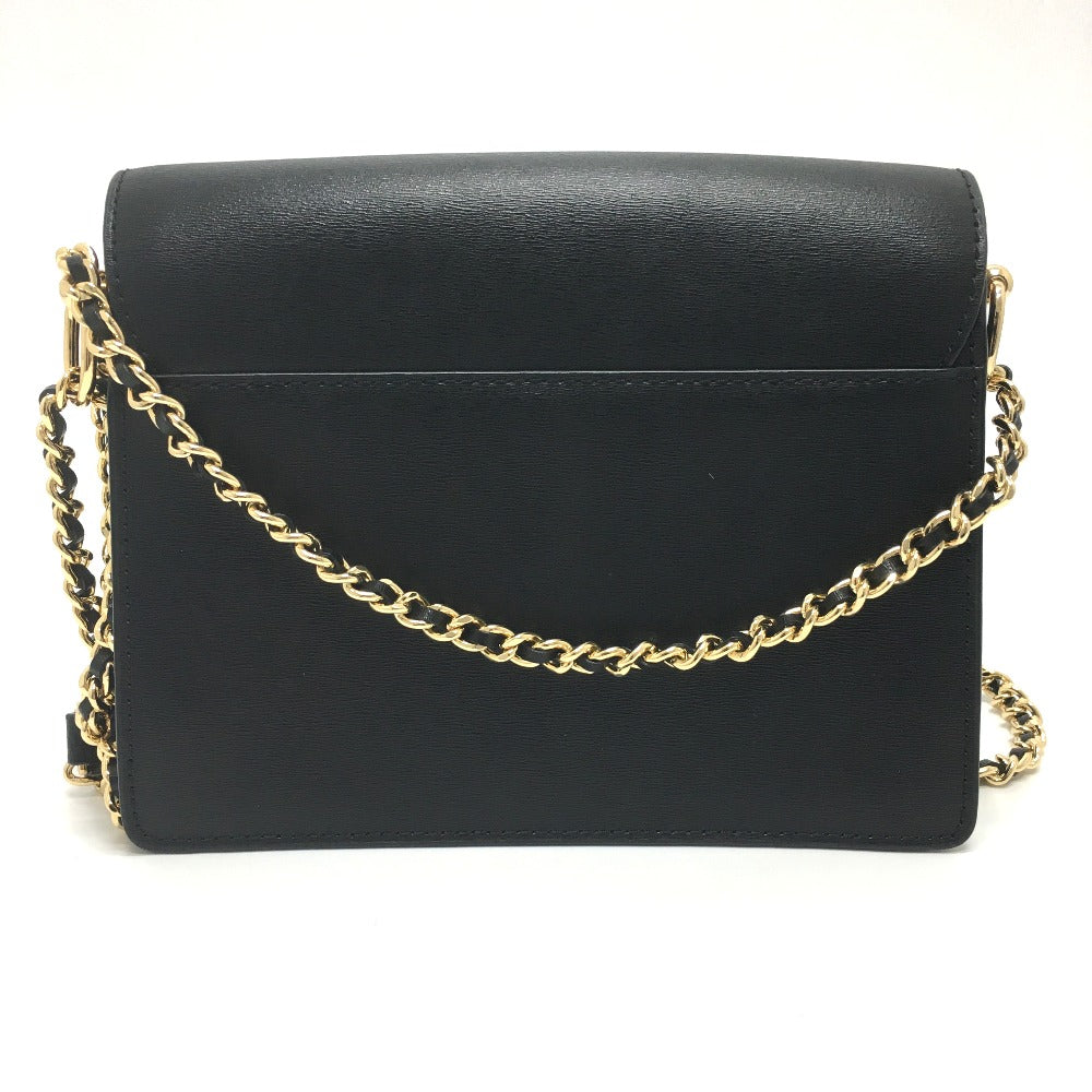 Tory Burch Shoulder Bag Leather Black Logo Chain