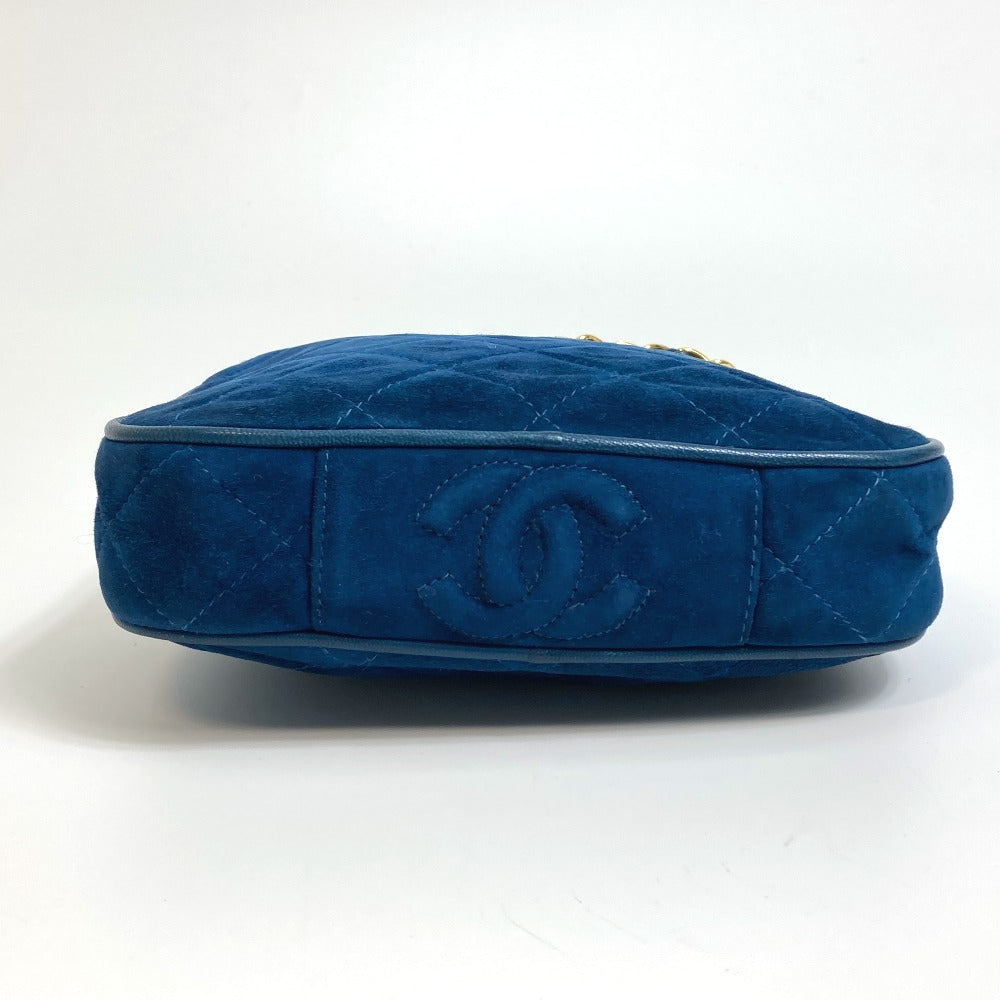 Chanel Handbag Suede Blue Coco Mark Cc Matrasse Chain Women