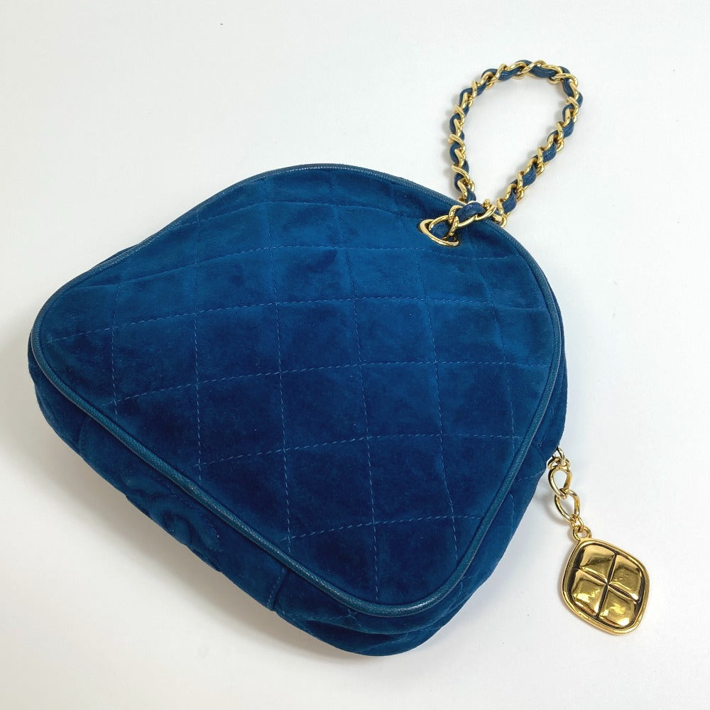 Chanel Handbag Suede Blue Coco Mark Cc Matrasse Chain Women