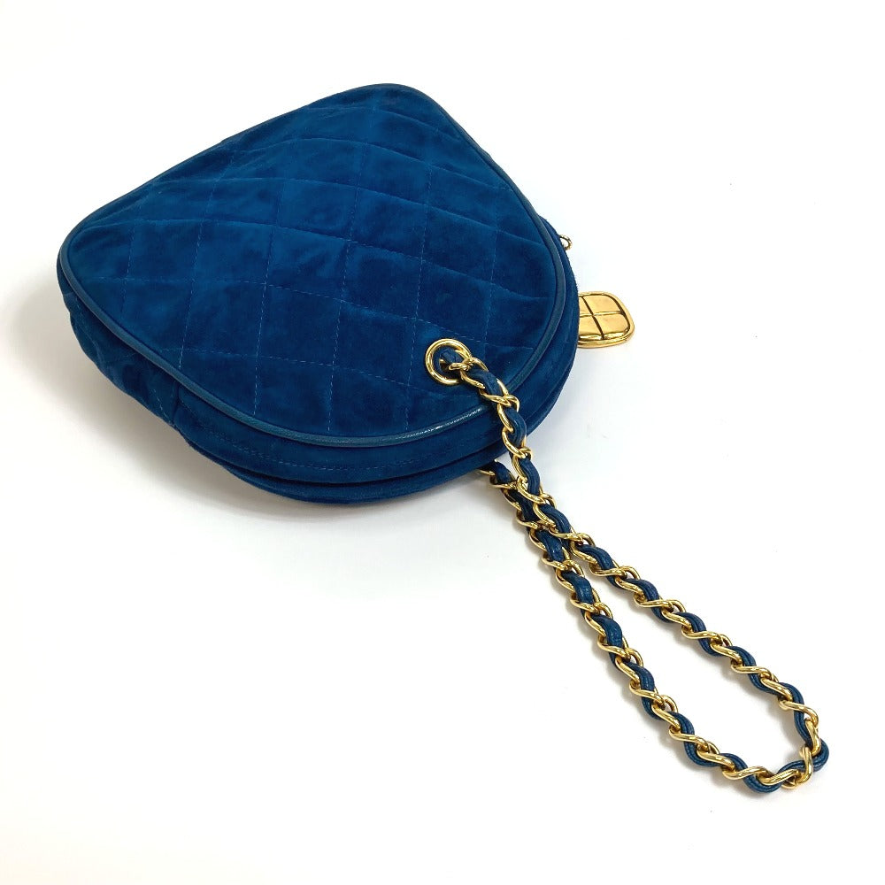 Chanel Handbag Suede Blue Coco Mark Cc Matrasse Chain Women