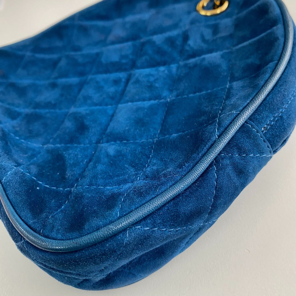 Chanel Handbag Suede Blue Coco Mark Cc Matrasse Chain Women