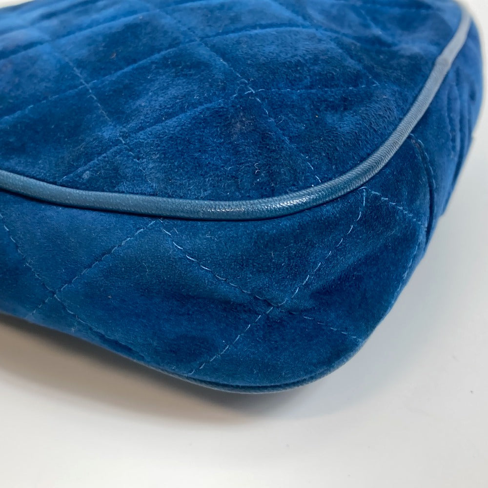 Chanel Handbag Suede Blue Coco Mark Cc Matrasse Chain Women