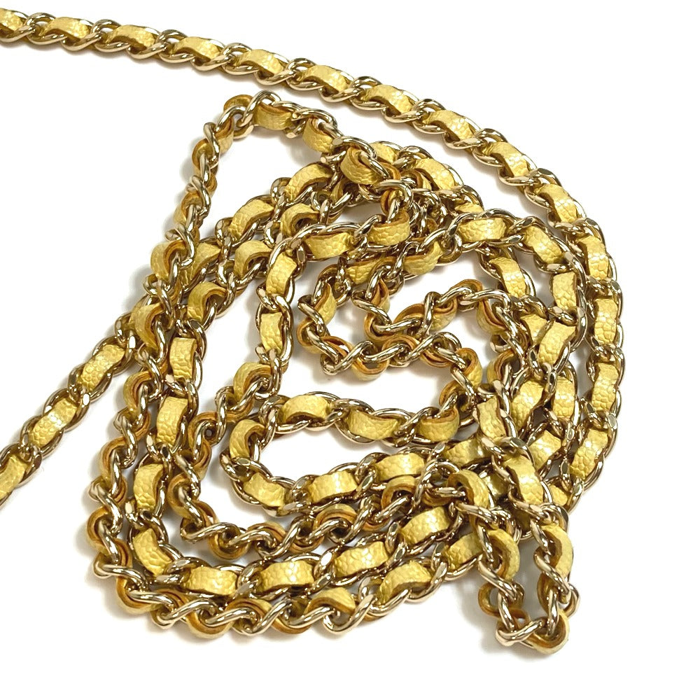 Chanel Coin Case Ap0238 Caviar Skin Metallic Yellow Cccoco Mark Matrasse Women Secondhand