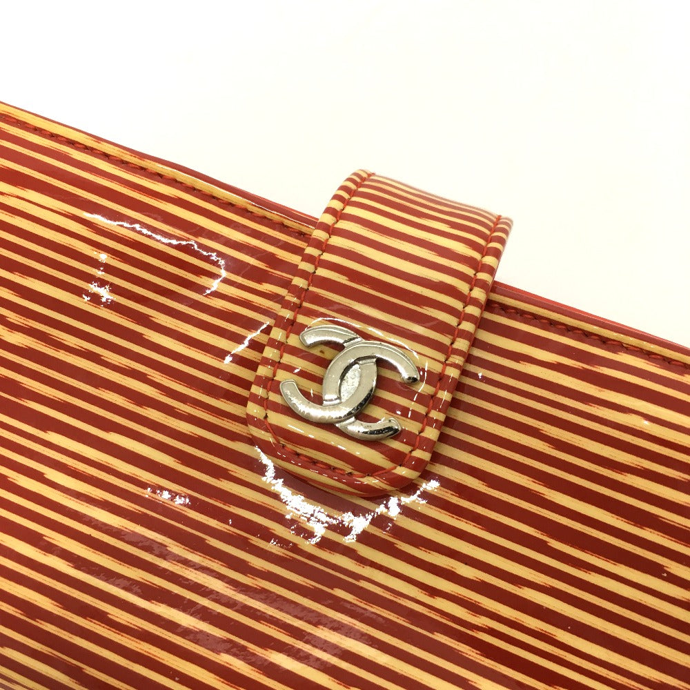 Chanel Pouch Patent Leather Red Type Cc Coco Mark Border Women