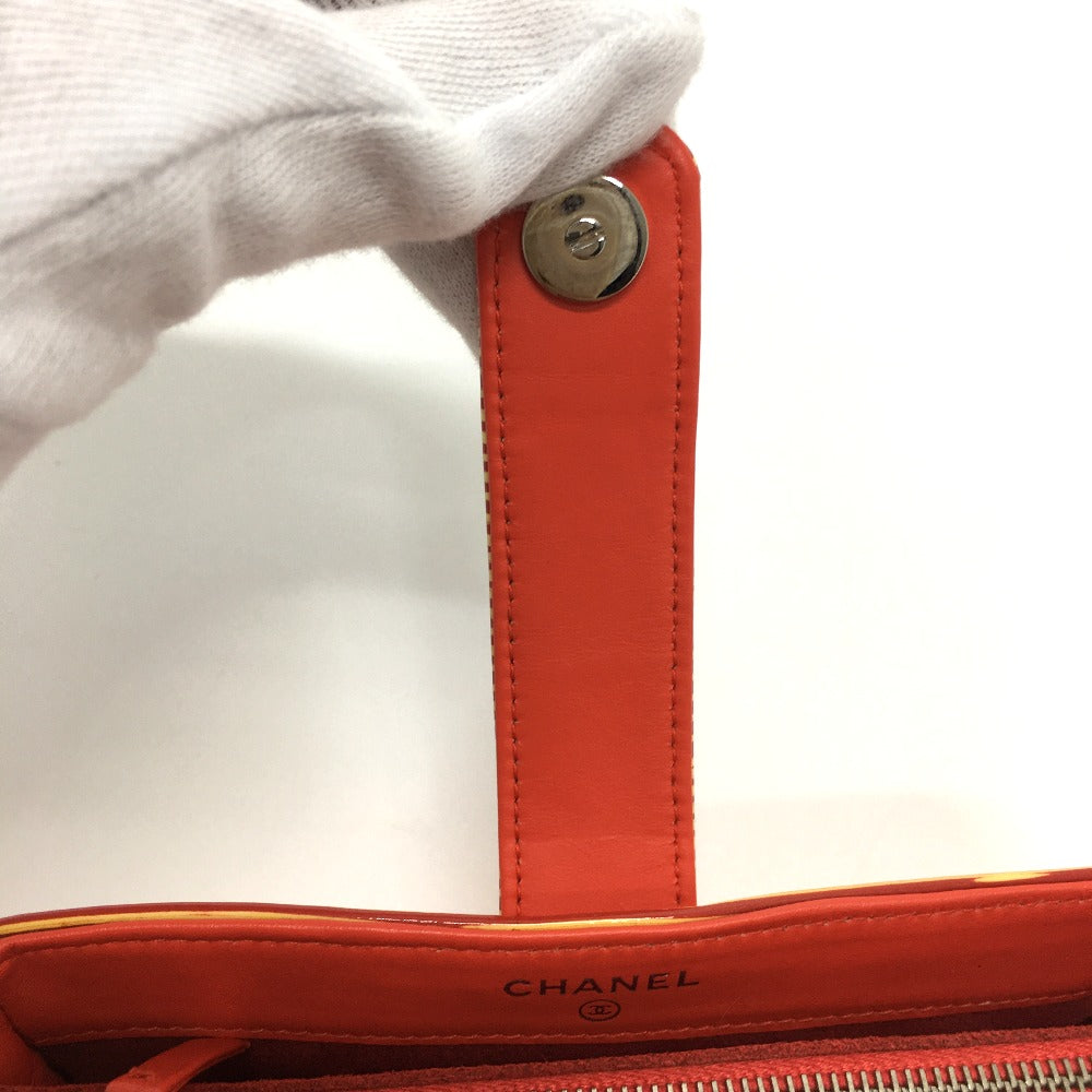 Chanel Pouch Patent Leather Red Type Cc Coco Mark Border Women