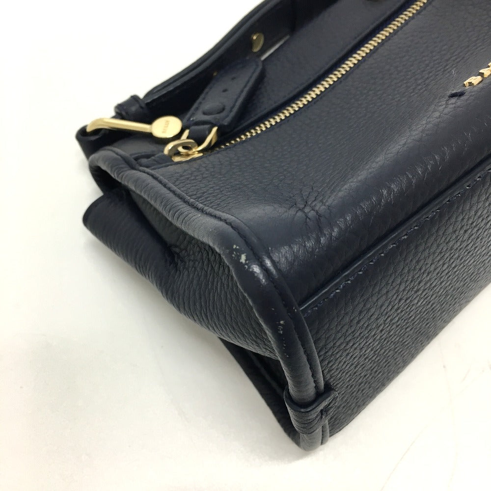 Bally Shoulder Bag Leather Navy Logo Women